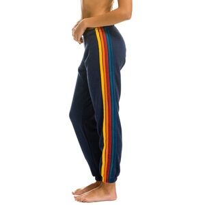 Aviator Nation 5 Stripe sweatpants in navy blue